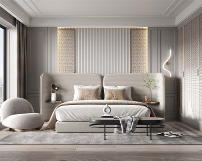 现代卧室 床具组合%978482